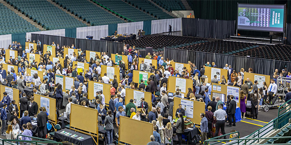 Aerial photo of symposium arena floor