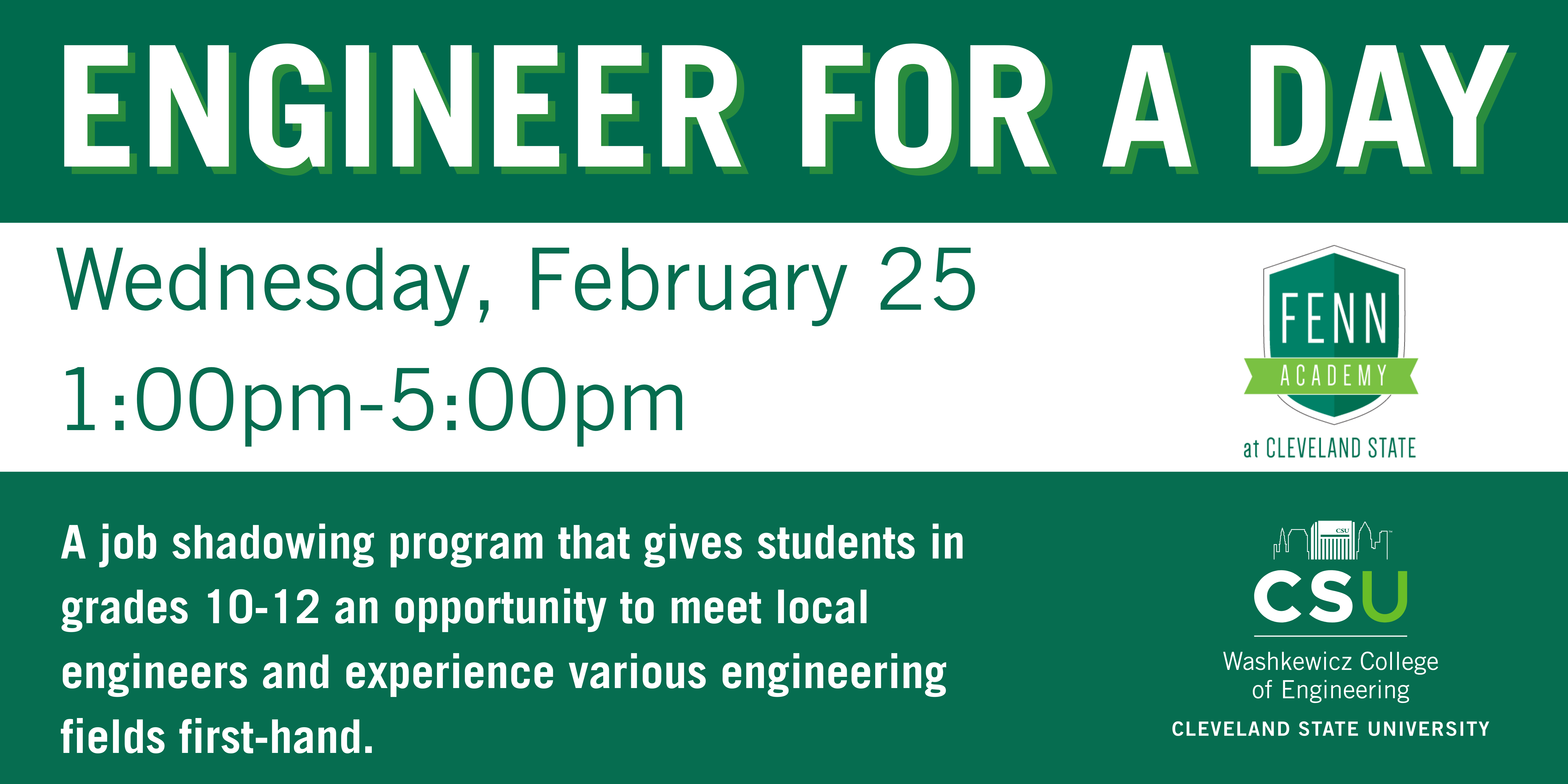 Engineer for a day cleveland state high school job shadow experience