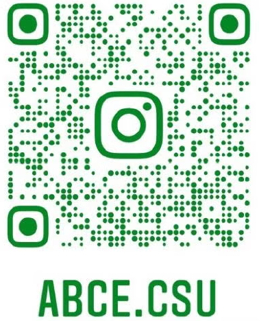 QR code directing to ABCE Instagram page.