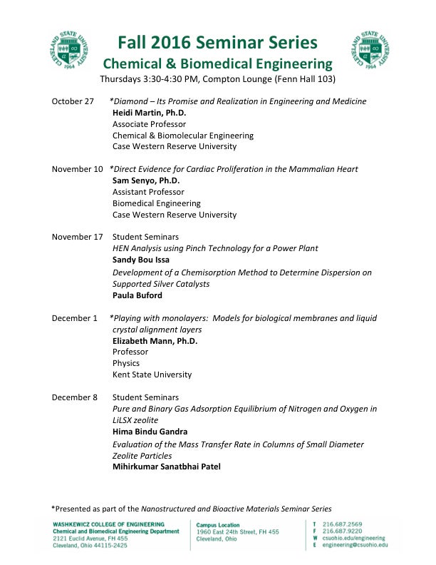 Fall 2016 Seminar Series Schedule