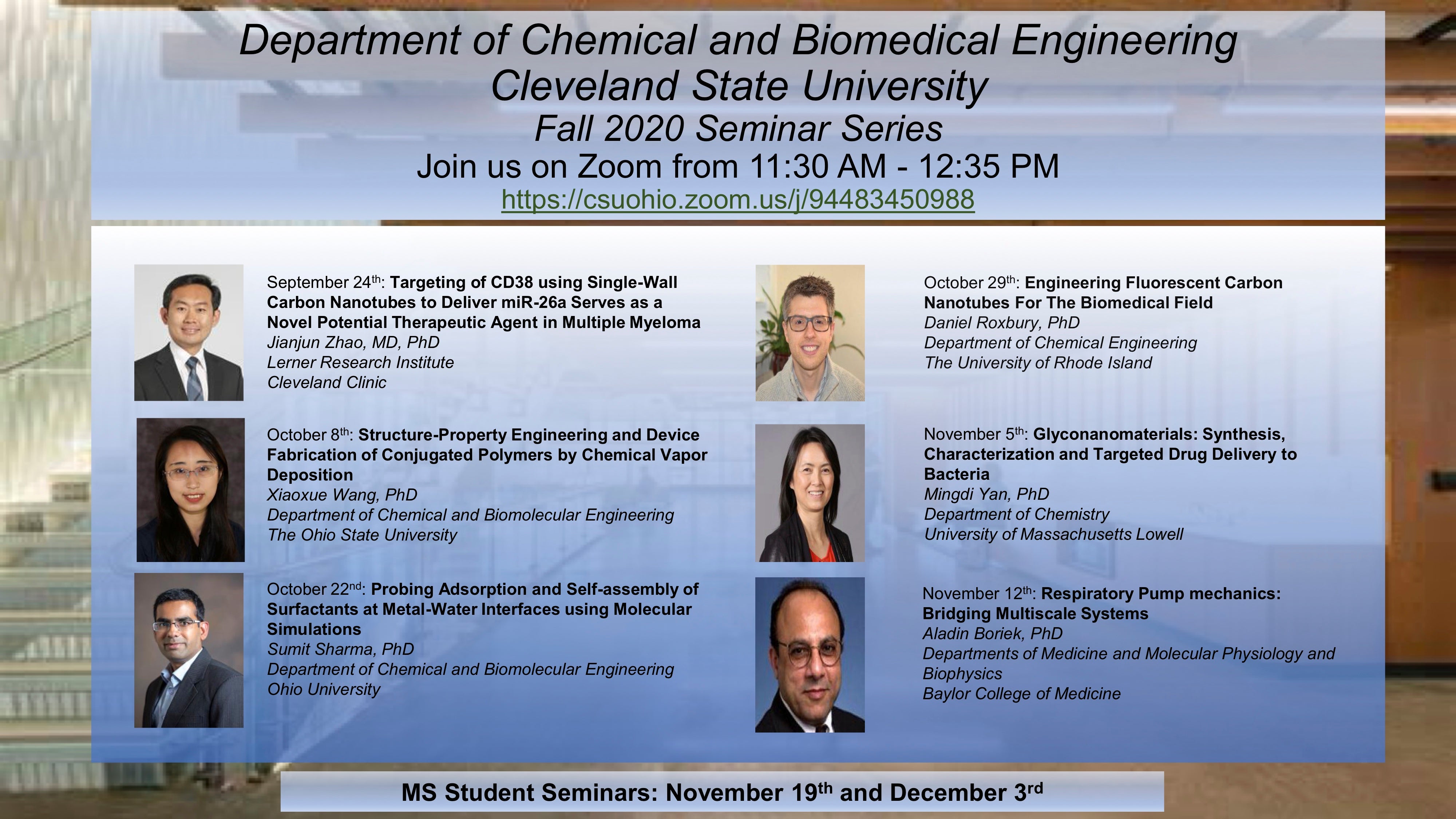 Schedule of 2020 Seminar Series.