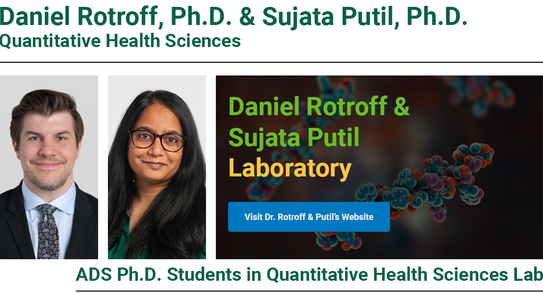 Daniel Rotroff and Sujata Patil Cleveland Clinic Sponsor Lab Banner.