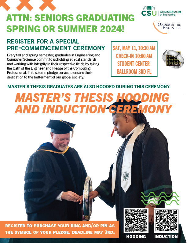 thesis hooding and induction ceremony flyer 2024