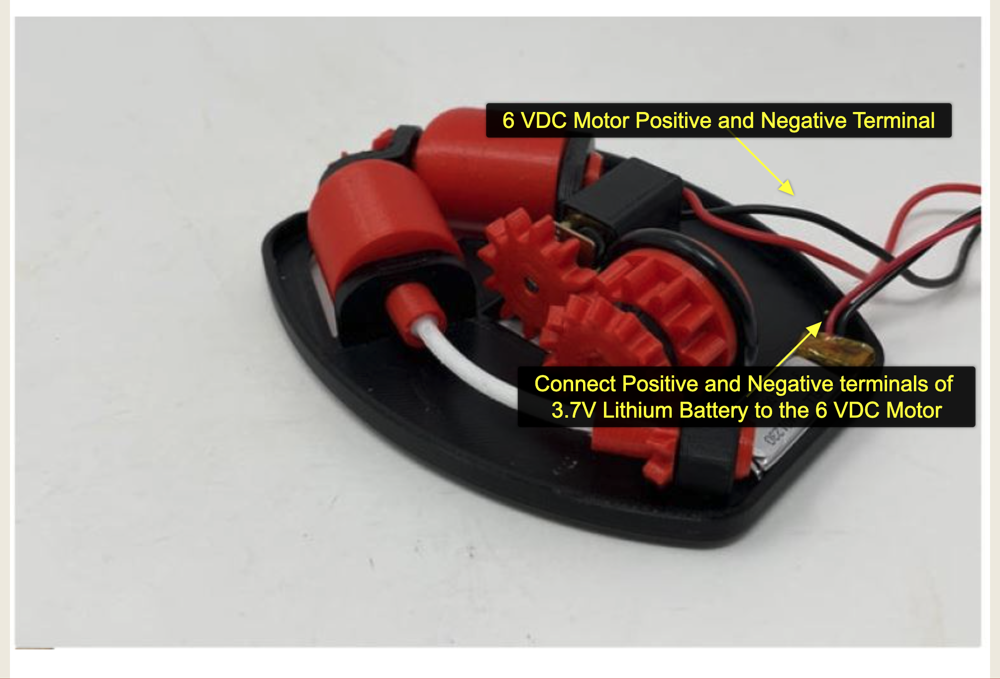 6 VDC motor positive and negative terminal