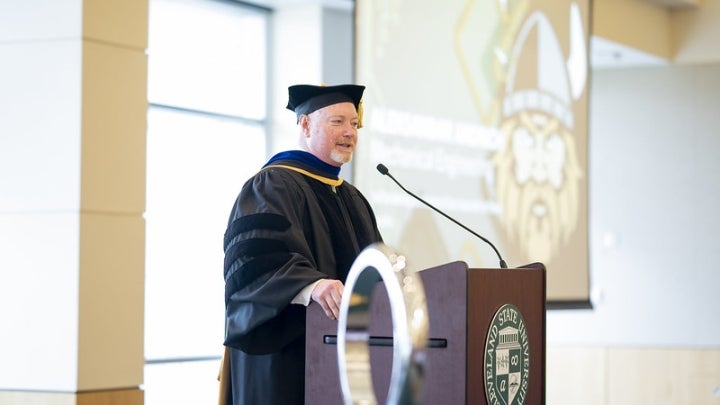 Dean Addressing Hooding Ceremony