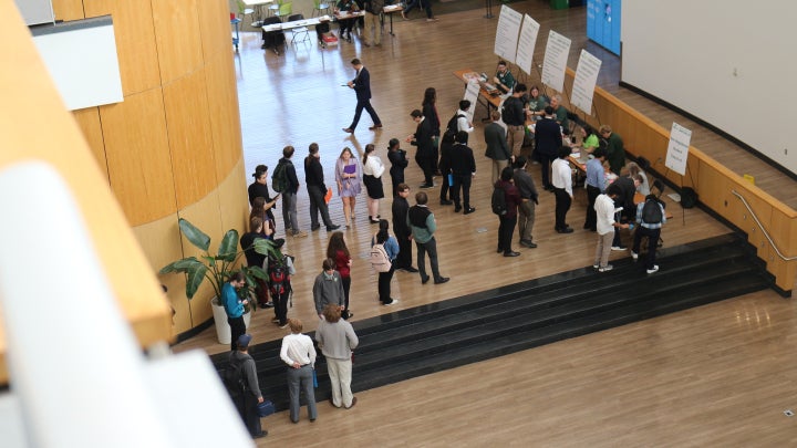 Aerial view of connections fair sign in