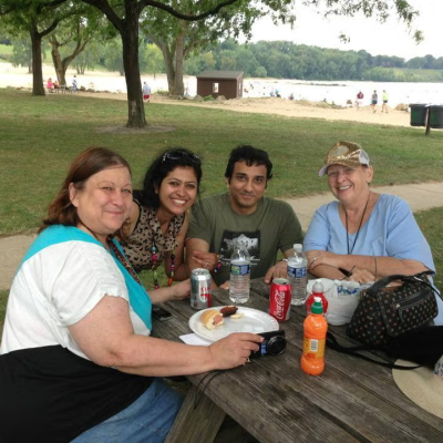 Becky Laird with her three friends at Edgewater Park picnic.