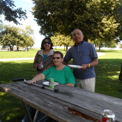 Becky Laird and her two friends at Edgewater Park picnic.