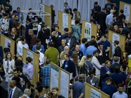 students exhibiting senior projects
