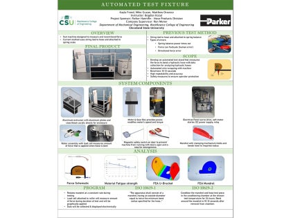 The Automated Test Fixture poster for MCE Senior Design Capstone.