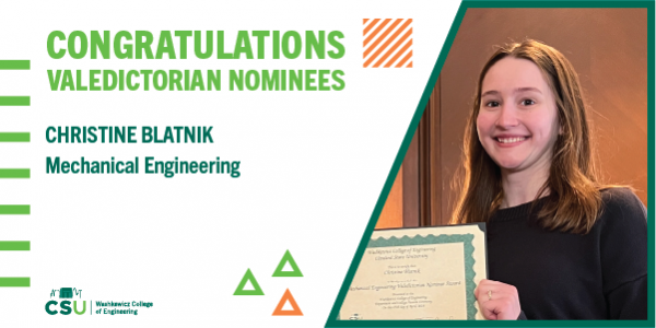 Christine Blatnik 2024 valedictorian nominee mechanical engineering