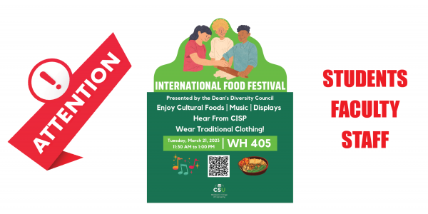 Engineering international festival, diverse people, food